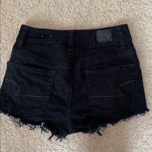 Black American Eagle distressed jean shorts
